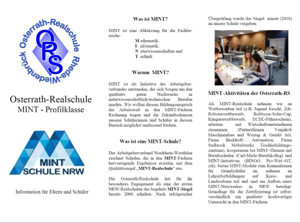 Informationen zu Mint im Schuljahr 2017/18